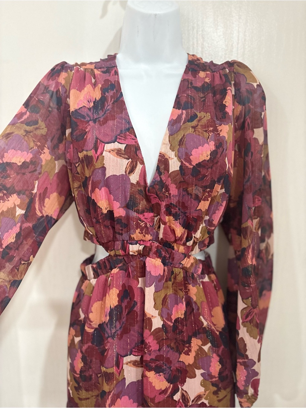 sofia by sofia vergara Burgundy and Pink Floral Maxi Dress - Picture 3 of 8